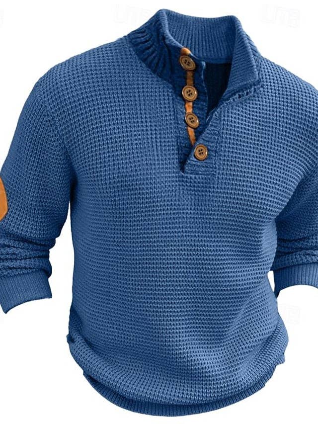 Ecovear - Wholesale Knit Sweater - Men's - Men's Knit Pullover Sweater Stand Collar Ribbed1