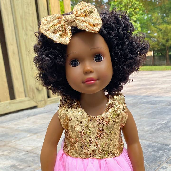Ikuzi Dolls - Wholesale Doll – Kids - A Medium Brown Skin Tone Doll in a Pink Dress0