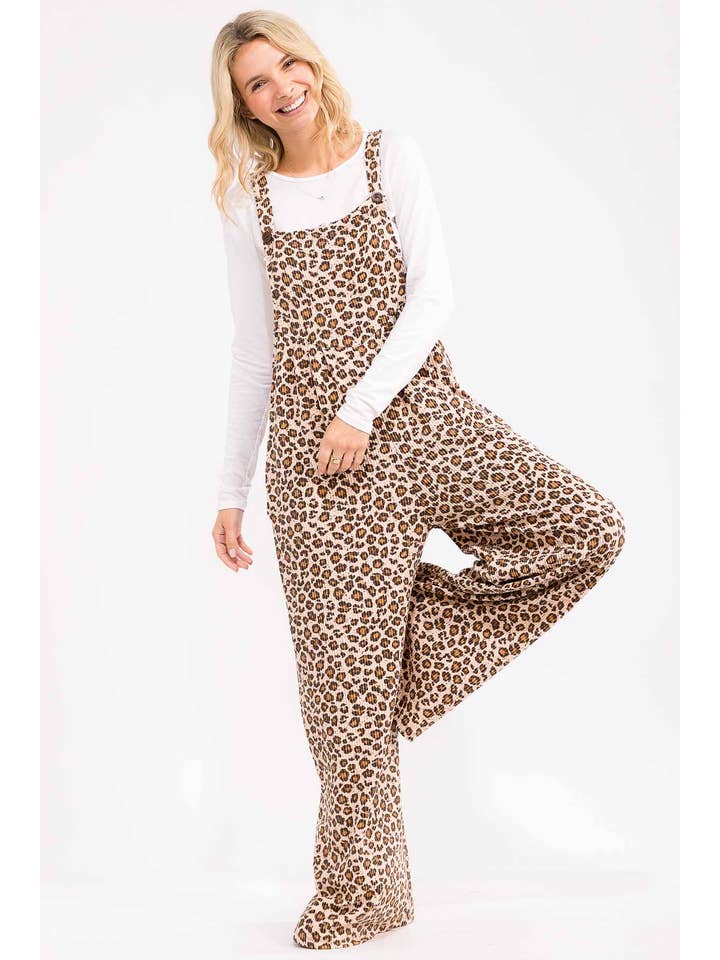 As Shown Leopard Print Wide Leg Overall Jumpsuit J6106 for wholesale on Faire6