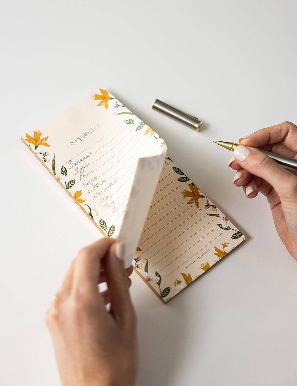 Bespoke Letterpress – wholesale Notepad – Daffodil Shopping List DL Notepad1