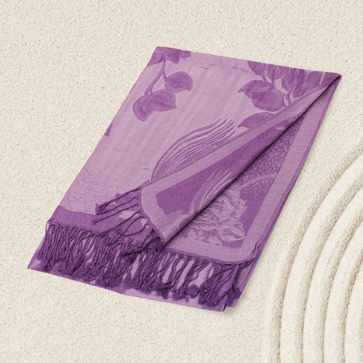 Sensibling Corp. - Wholesale Scarf – Women's - Rose Floral Pashmina Reversible Scarf Shawl37