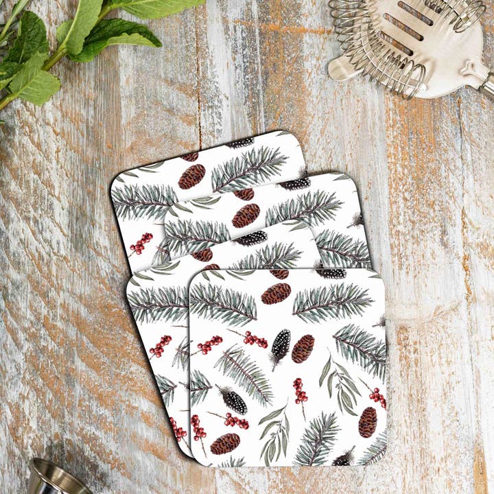 Jours d'hiver - Ensemble de 4 sous-verres pour la vente par Toasted Crumpet (US Duties Paid)