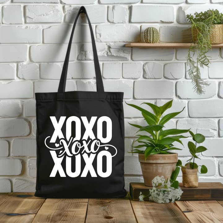 XOXO Hearts 100% Cotton Canvas Tote Bag ,Reusable Shopping Bag, Eco Friendly for wholesale by simply creative