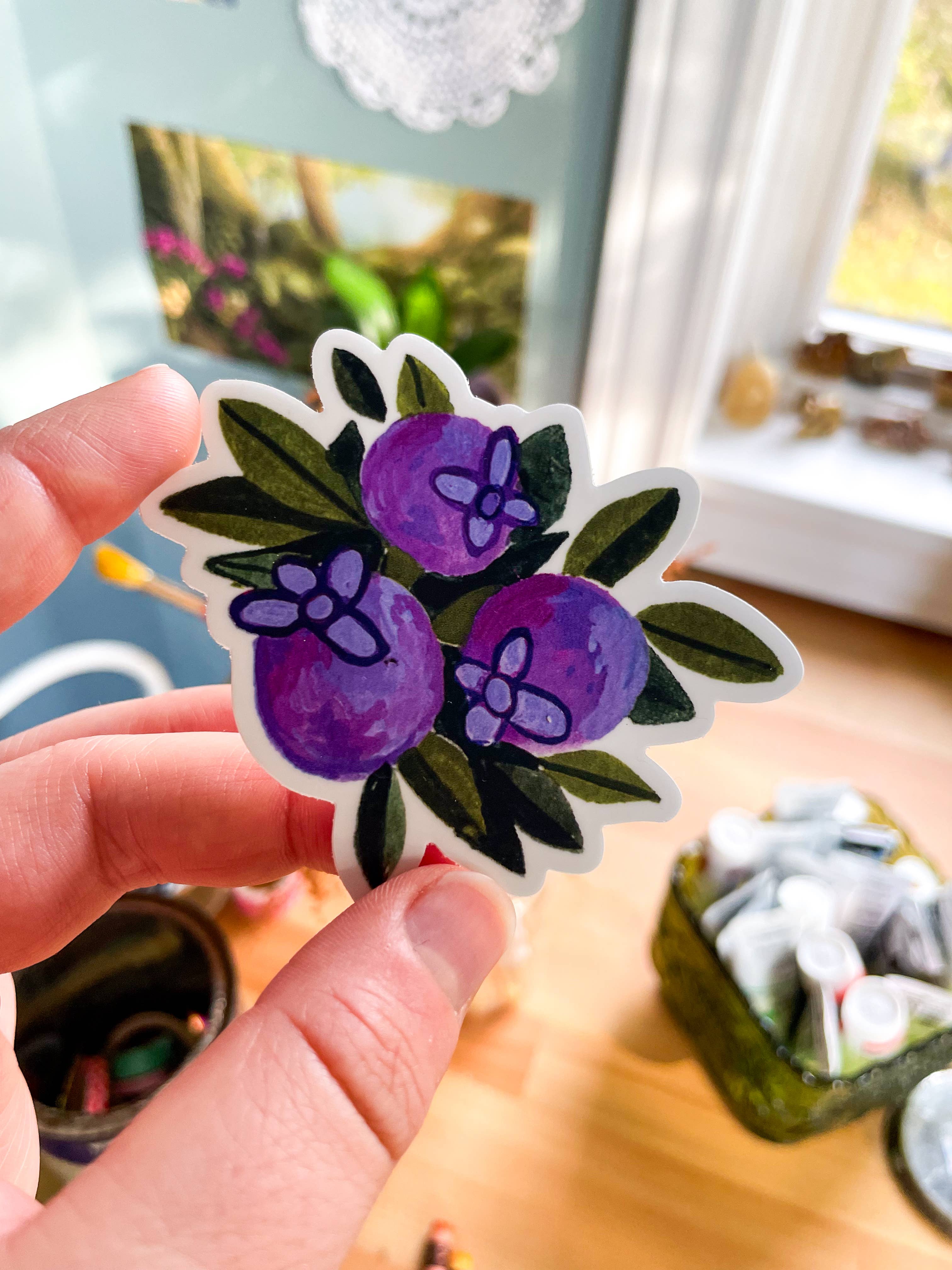 Leah Bees Creations - Wholesale Sticker - Blueberries - Vinyl Sticker 1