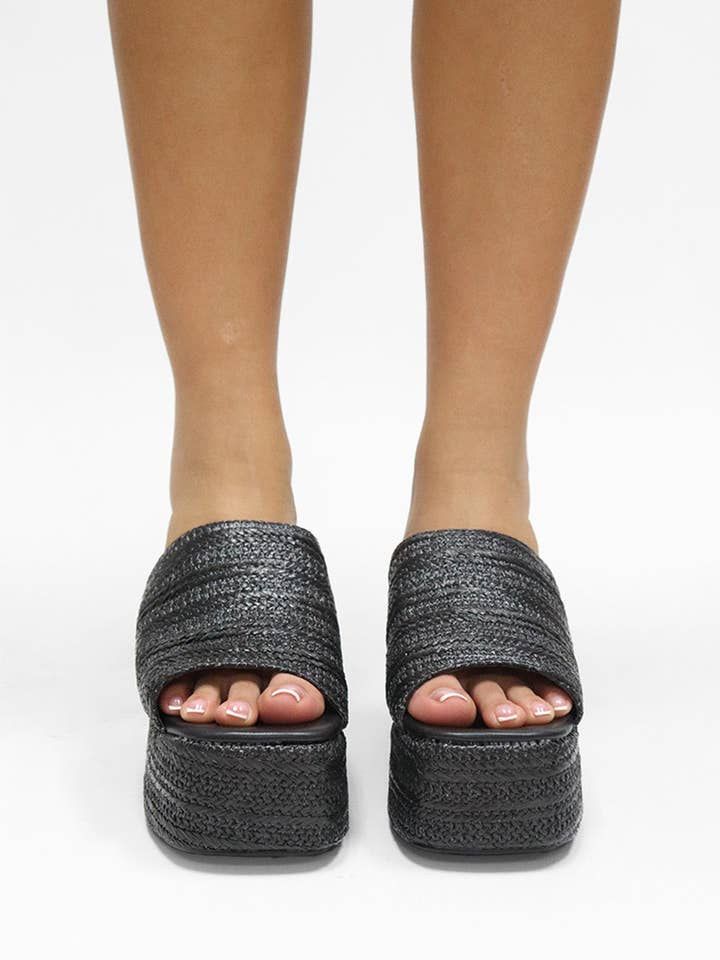 Lemonade Shoes - Wholesale Platform Heels - Women's - MARIE - Raffia Wedge Heel, Chunk Summer Sandal6