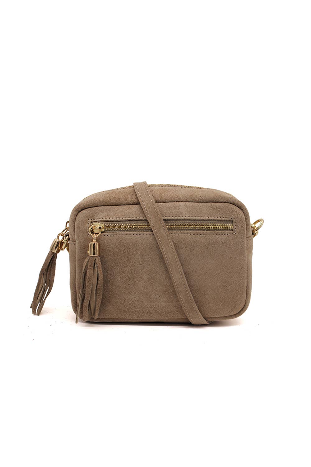 Ellas Trading – wholesale Crossbody bag – Women's – Casual Italian Genuine Suede Crossbody Bag with Tassel Zippe8