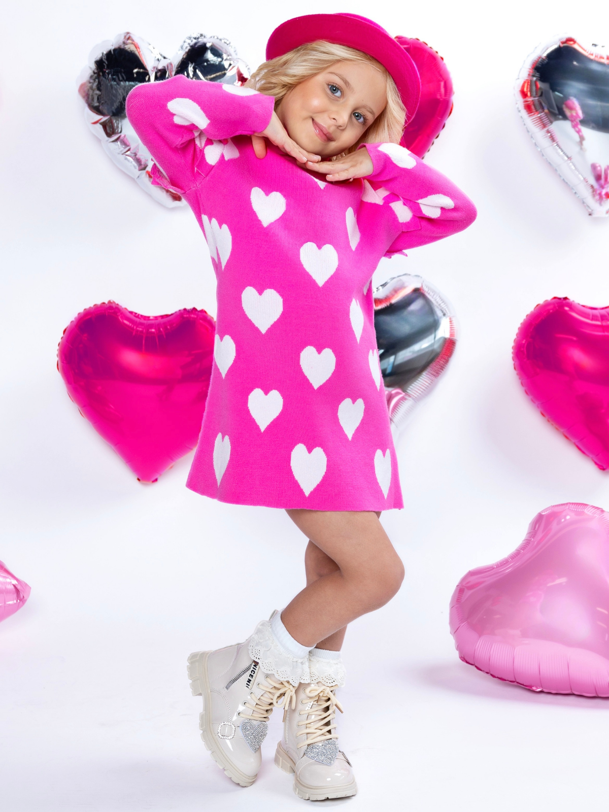 Warms My Heart Hot Pink Sweater Dress for wholesale on Faire6