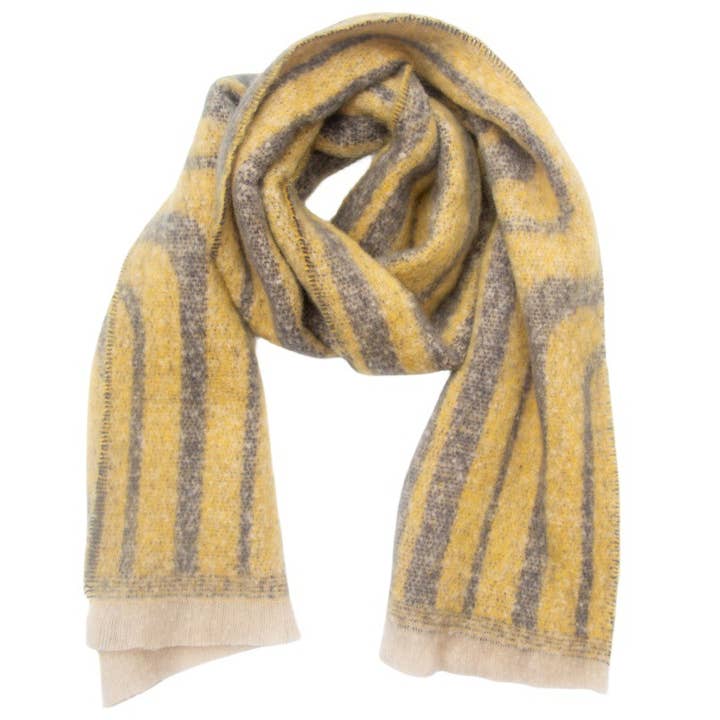 Adorro - Wholesale Scarf - Women's - Soft Chunky Abstract/Geometric Lines Fleece Scarf (8 colors)1