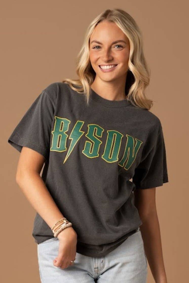 Black NDSU Bison Band Tee for wholesale on Faire