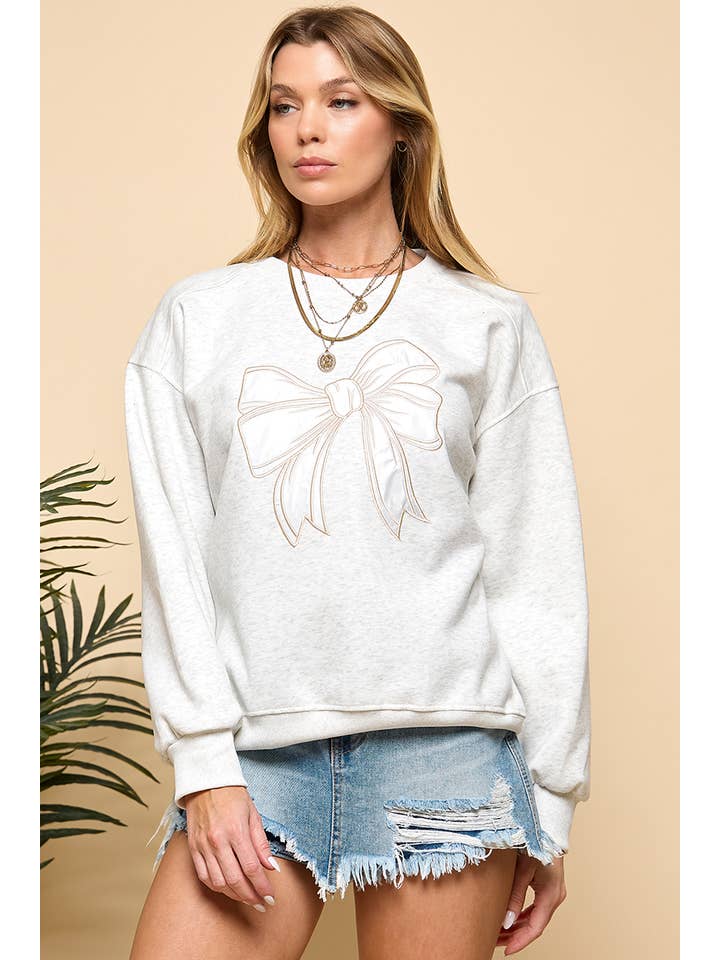 Cezele - Wholesale Sweatshirt - Women's - Patch Bow Sweatshirt