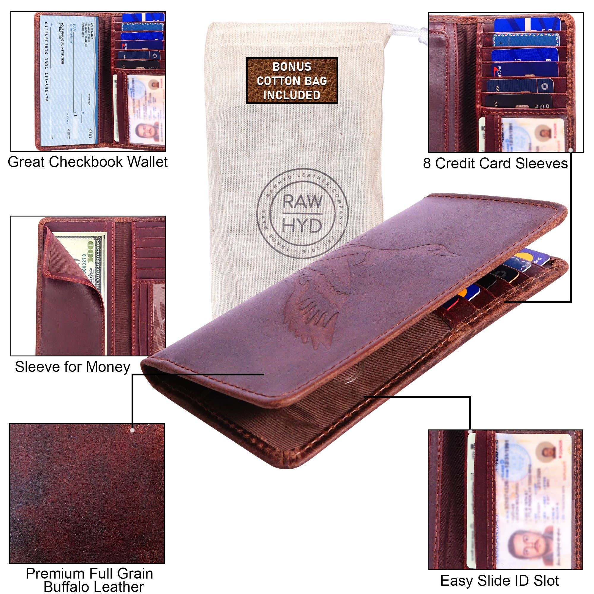 RAWHYD Leather Co. - Wholesale Wallet - Men's - Duck Leather Long Wallet for Men - Mallard Embossing5