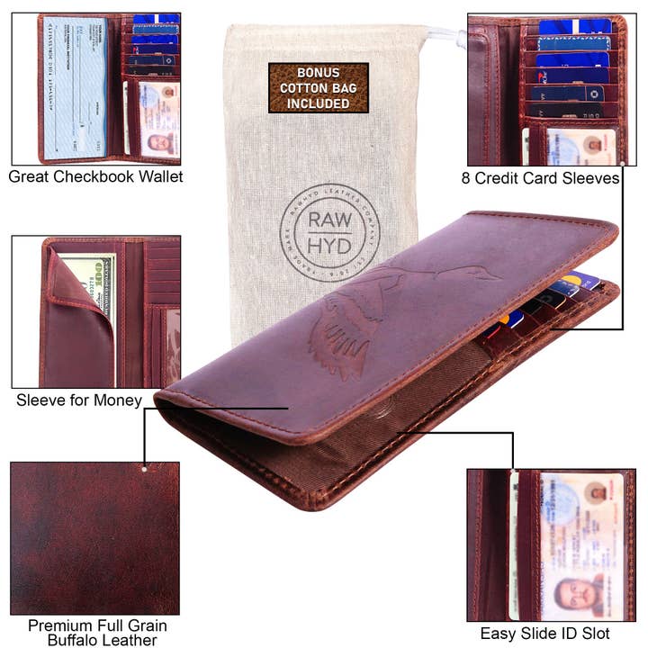 RAWHYD Leather Co. - Wholesale Wallet - Men's - Duck Leather Long Wallet for Men - Mallard Embossing5