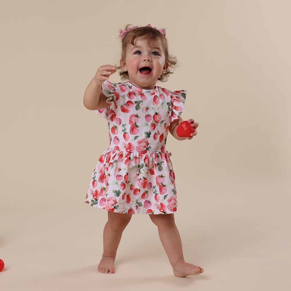 Snuggle Hunny - Wholesale Dress – Baby - Strawberry Short Sleeve Organic Dress12