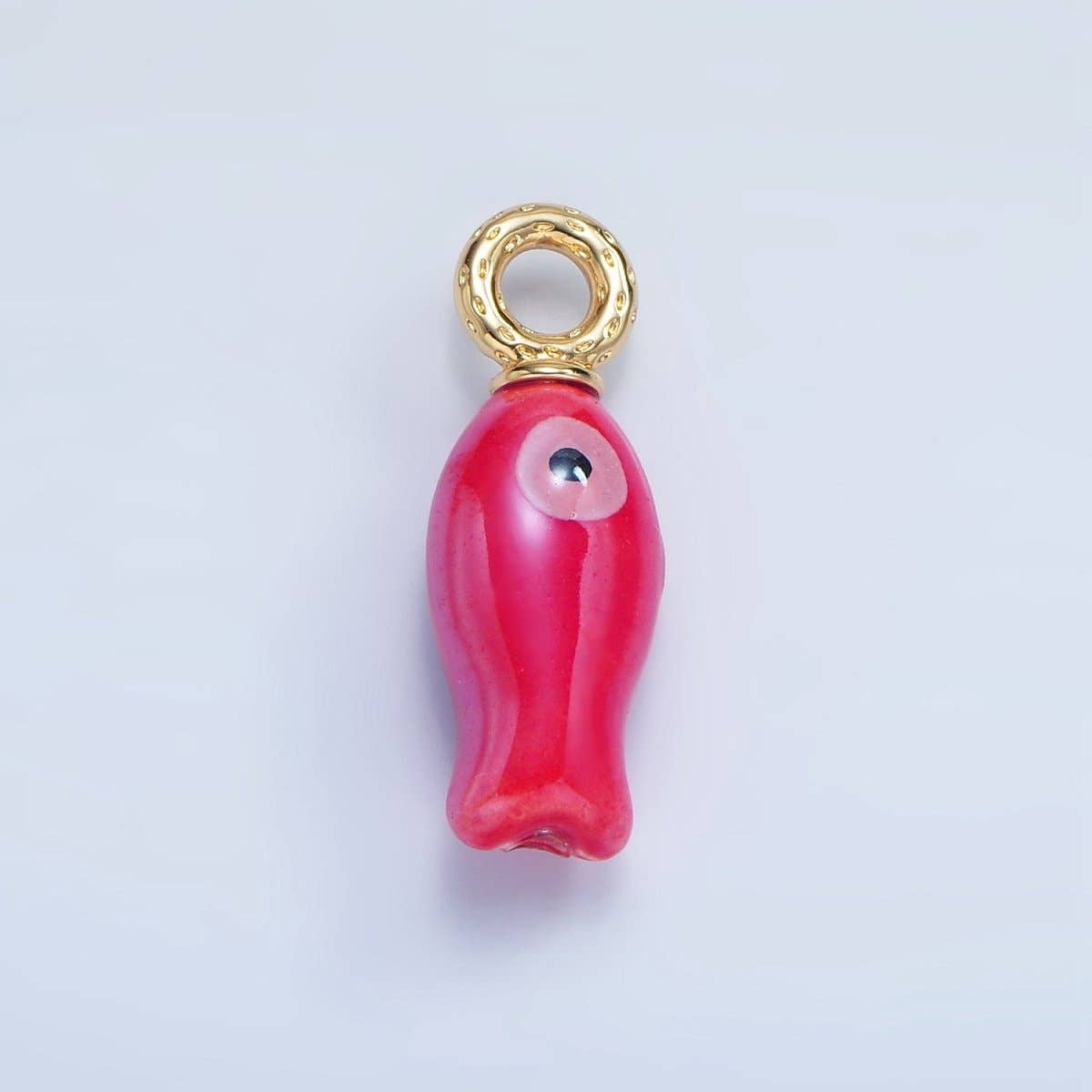 Aim Eternal - Wholesale Individual Charm/Pendant - 24K Gold Filled 30mm Enamel Fish Sea Animal Ceramic Drop Charm | X794 - X8013