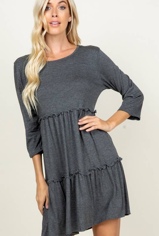 HEIMISH – wholesale Dress – Women's – SD1095S SOLID DRESS WITH RUFFLE DETAIL10