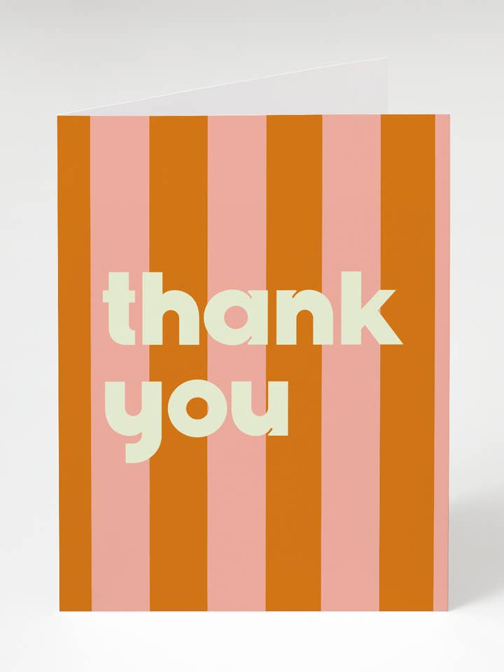 Orange Stripe Thank You Card for wholesale by Bon Femmes