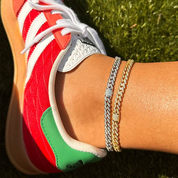 Ben Oni Jewelry - Vente Bracelets de cheville - Bracelet de cheville Christian Gold Cuban Link2