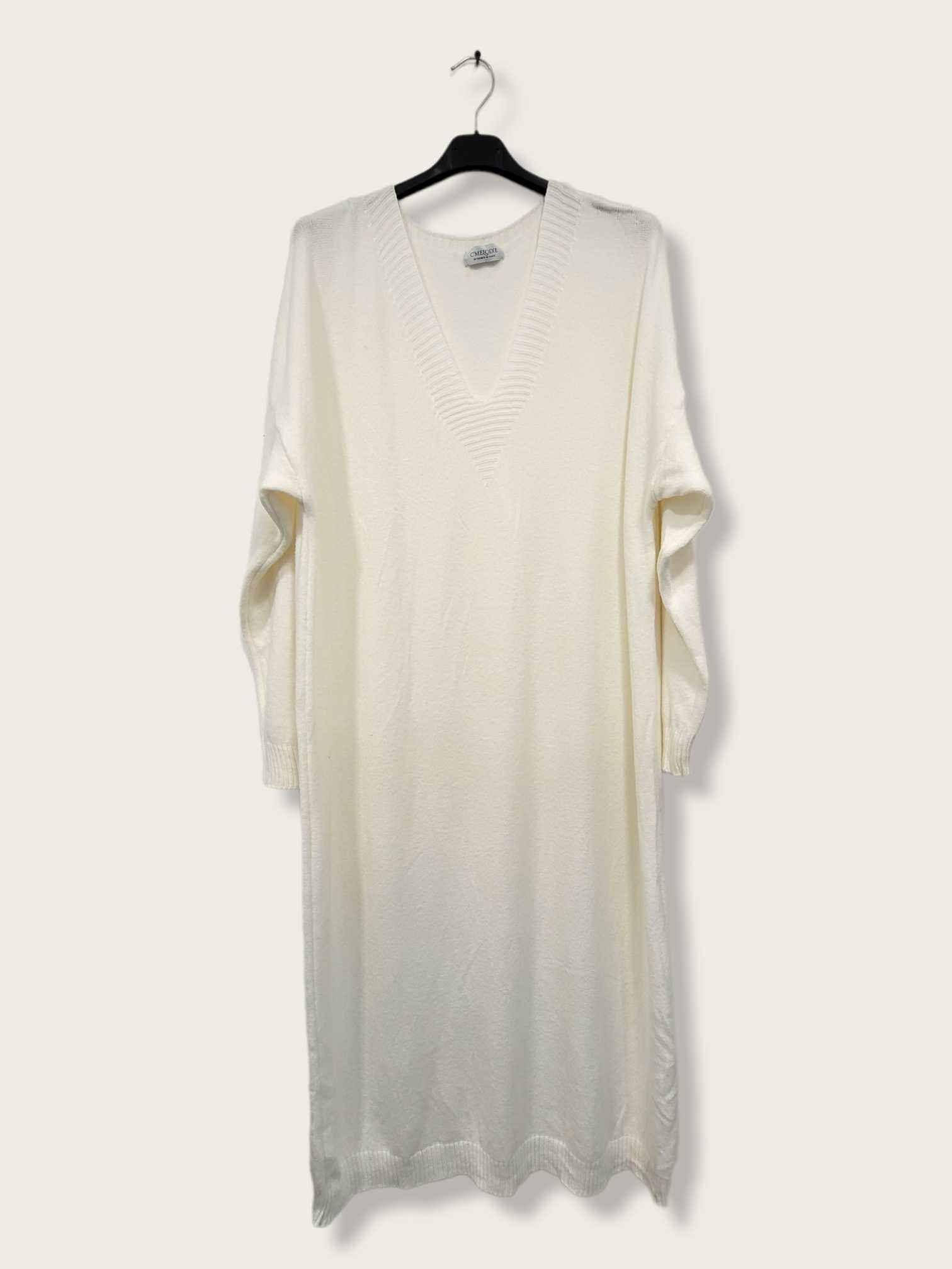 C'MELODIE - Wholesale Dress - Women's - Plus Size V-Neck Knitted Dress8