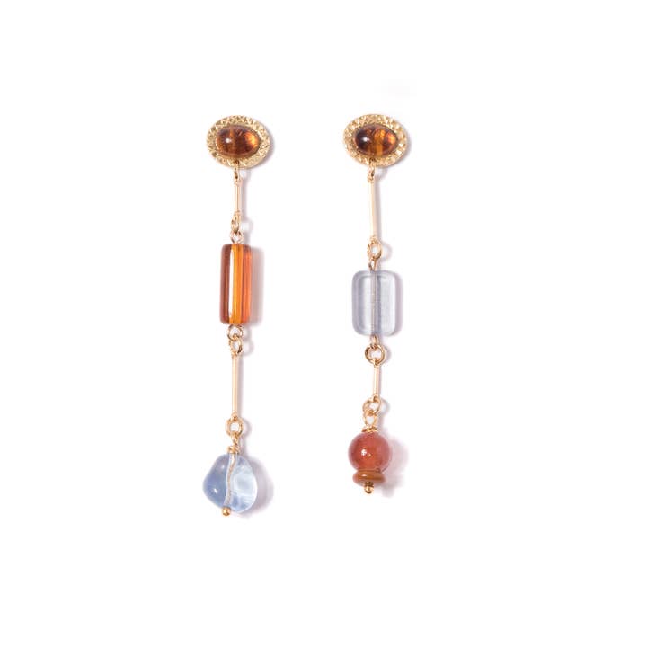 Tortoise Mismatched Composition Earrings for wholesale by Michelle Starbuck Designs