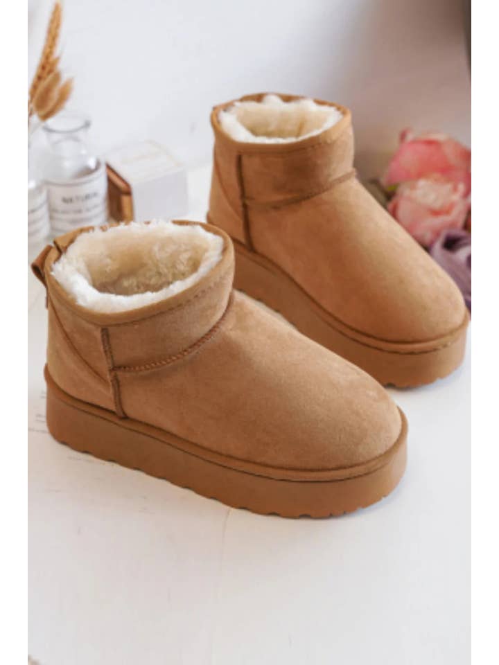 CAMEL KIDS FAUX FUR FLUFFY CLASSIC ANKLE BOOTS IN 31-36 SIZES for wholesale on Faire