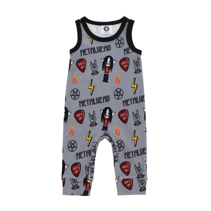 Metalhead Print Baby Romper for wholesale by Metallimonsters