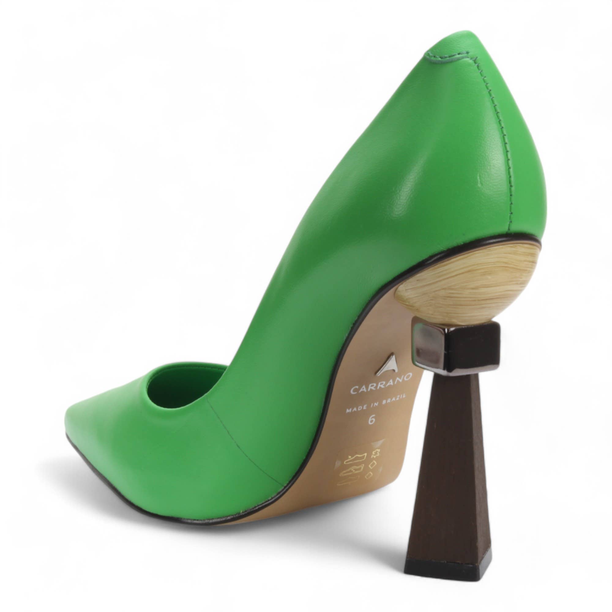 Carrano - Wholesale High Heels - Women's - Leather Pump Geometric Heel Green 1548052