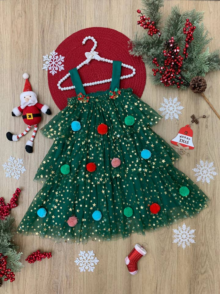 Green Christmas Ornament Starry Tulle Dress for wholesale on Faire