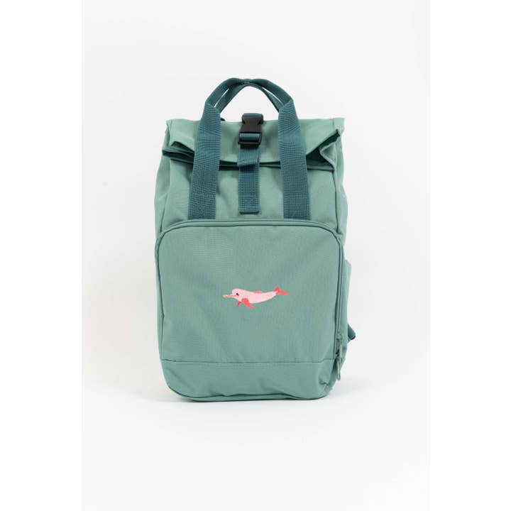 river dolphin mini recycled fold-top backpack for wholesale by Big Wild Thought
