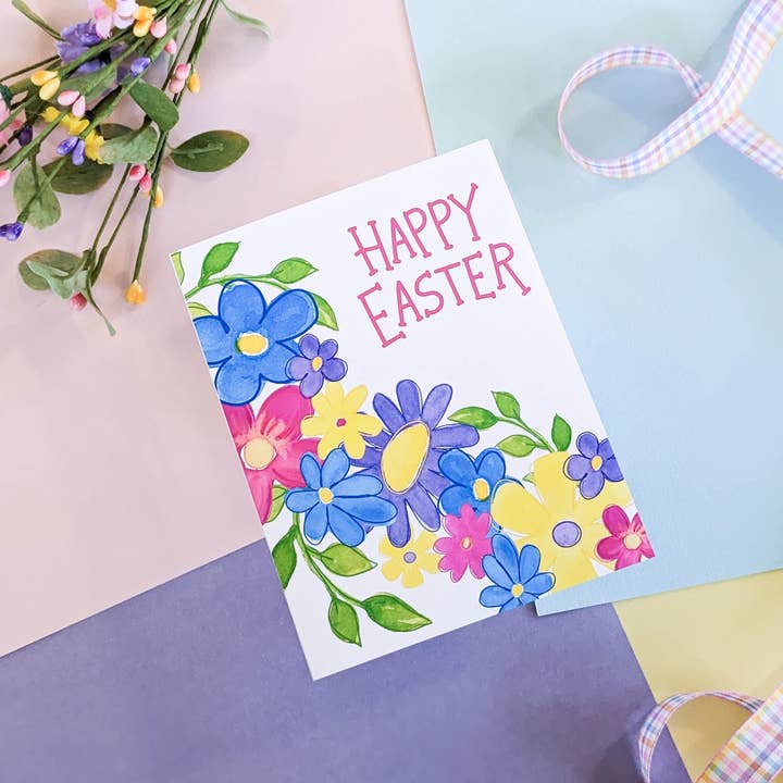 Happy Easter Floral Card for wholesale by Meg Huff Photography & Art