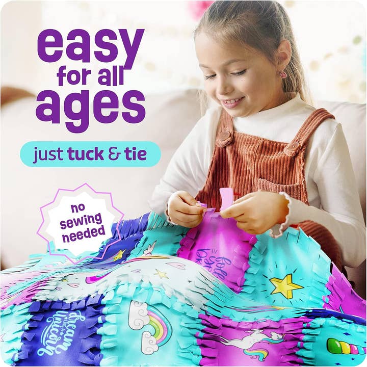 Dan&Darci - Wholesale DIY Craft Kit - Kids - Unicorn Tuck N' Tie Fleece Blanket Making Kit