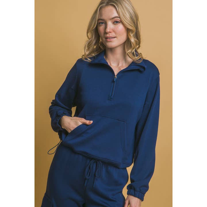 Half-Zip Kangaroo Pocket Sweatshirt for wholesale by Timeless