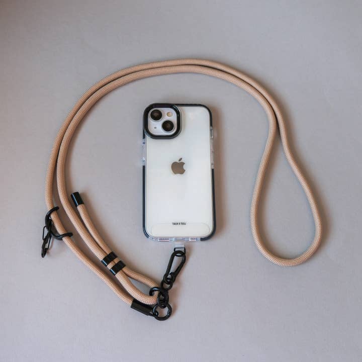 Naturlig beige crossbody snorelanyard justerbar telefonrem for engroshandel hos Talk and Tell