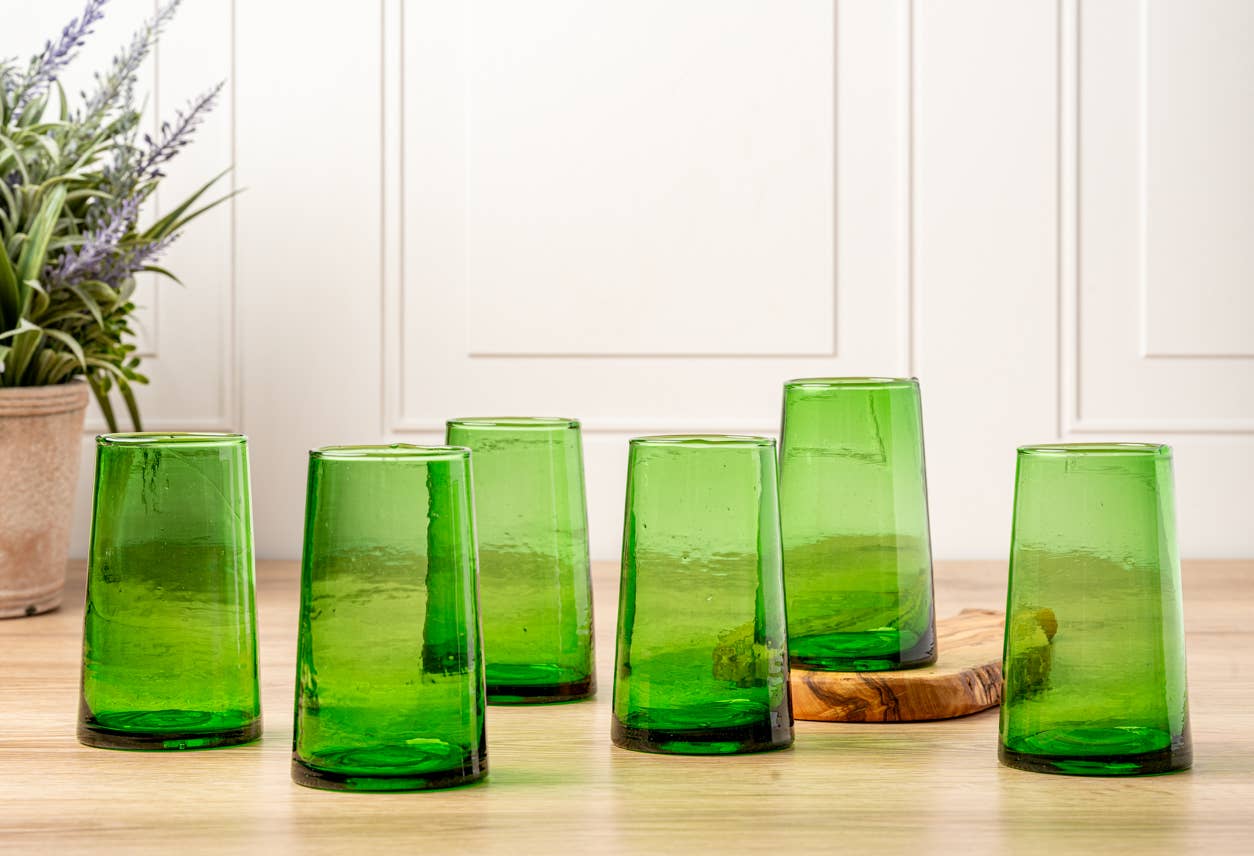 Verve Culture - Wholesale Drinking Glass/Cup - Moroccan Cone Glassware Large - Green