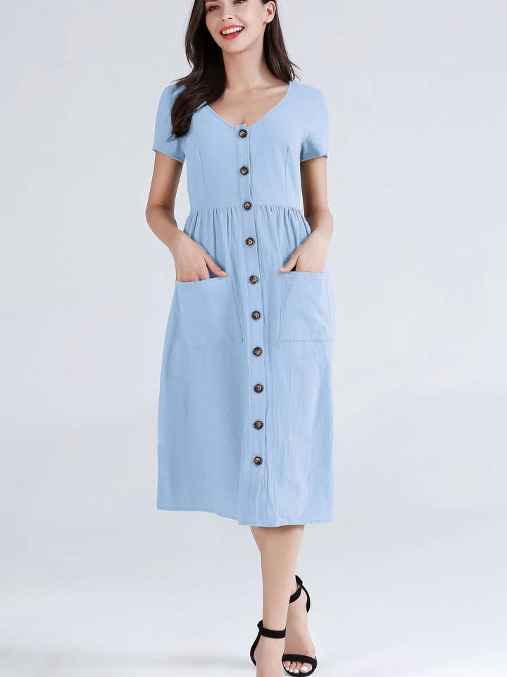 ePretty - Vendita all'ingrosso Vestito - Donna - TJ002 - Abito midi abbottonato con tasche16