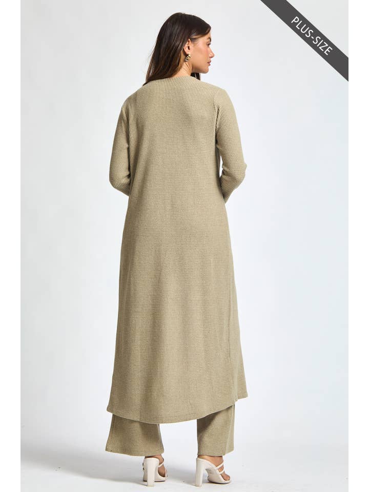 Dear Scarlett - Vente Ensemble de vêtements d'intérieur – femme - Débardeur thermique sans manches grande taille + Cardigan + Pantalon décontracté16