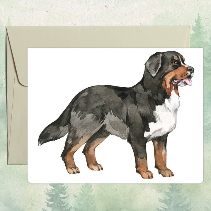 Carte de vœux faite main avec un Bouvier bernois pour la vente par Soul Familiar