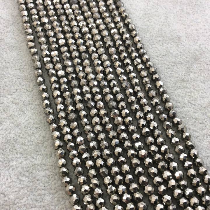 Only Beads - Wholesale Beads - Pyrite Rondelle Beads - 4mm AAA Faceted Gemstones1