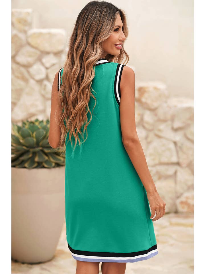 Little Daisy Closet - Wholesale Dress - Women's - LDC Color Contrast Trim V Neck Loose Fit Mini Dress