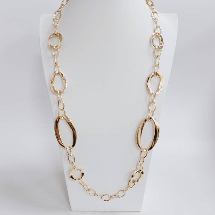 Gold Geometric Open Circle 32" Necklace for wholesale by What's Hot
