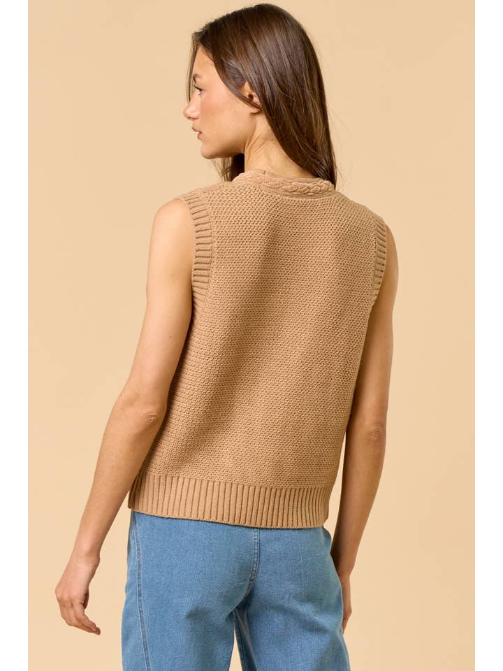 Lalavon - Vente Pull sans manches – femme - Gilet sans manches à boutons dorés ILT57644