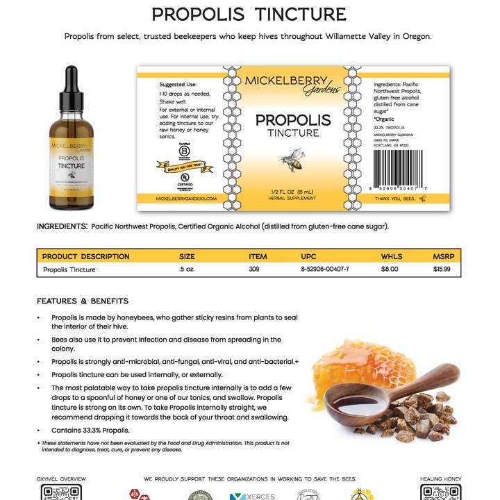 Mickelberry Gardens - Wholesale Tincture - Propolis Tincture 0.5 oz. — external and internal wellness3
