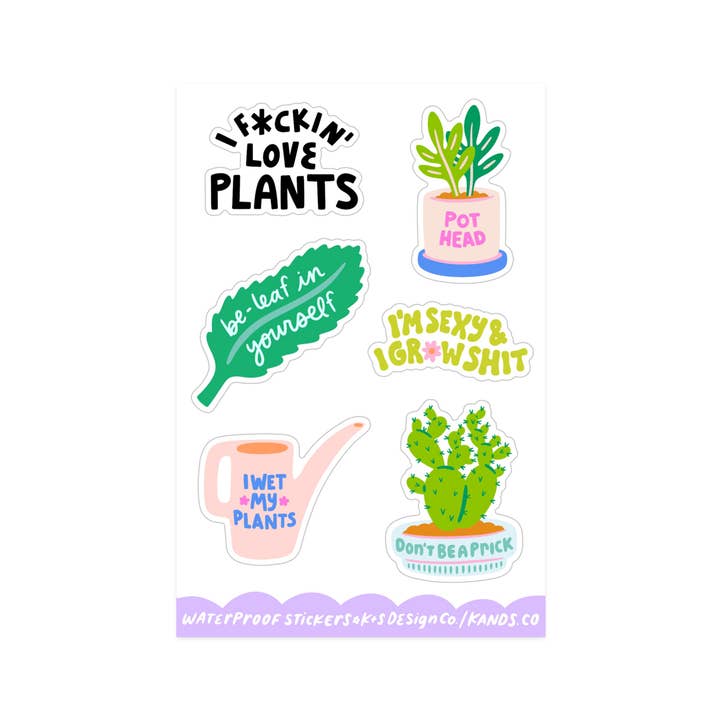 Plant Lover Sticker Sheet for wholesale by KANDS.CO