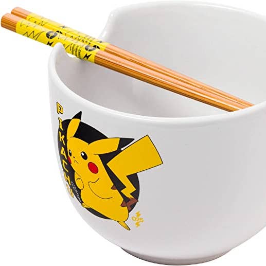 Pokemon Pikachu Ceramic Ramen Bowl with Chopsticks for wholesale by Silver Buffalo