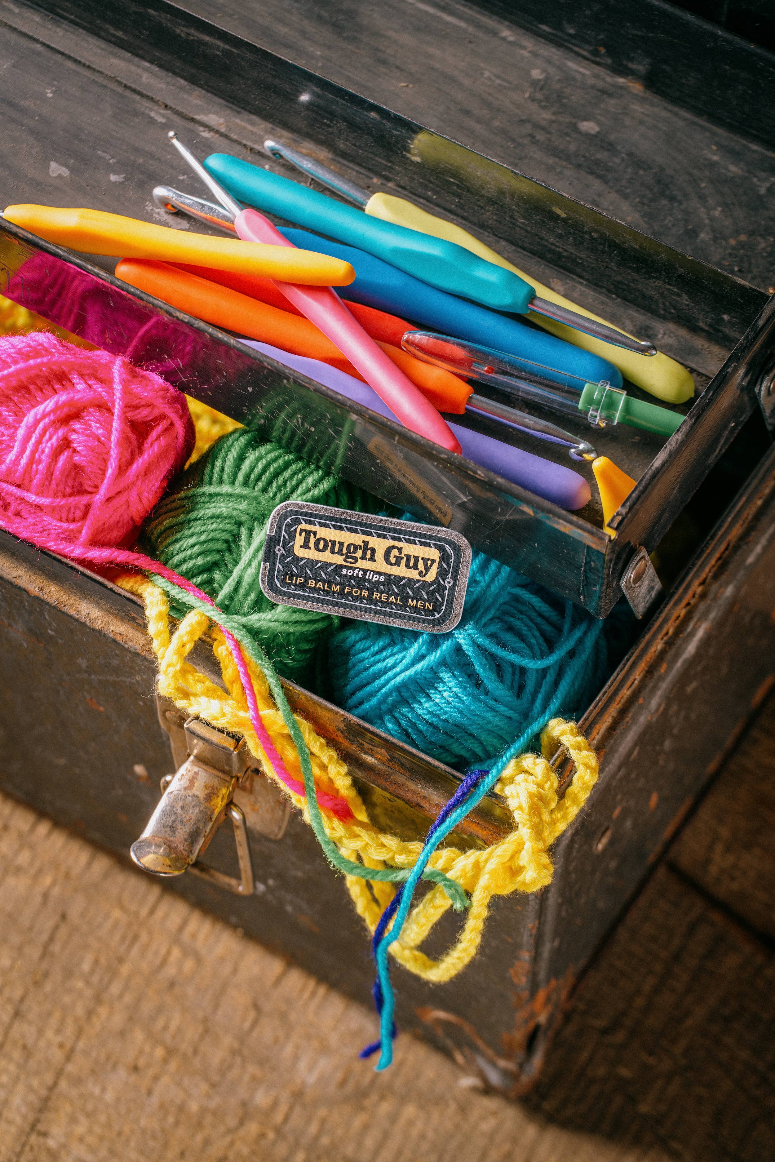 Whiskey River Soap Co. - Wholesale Lip Balm - Tough Guy Lip Balm | Funny Old School Tin1