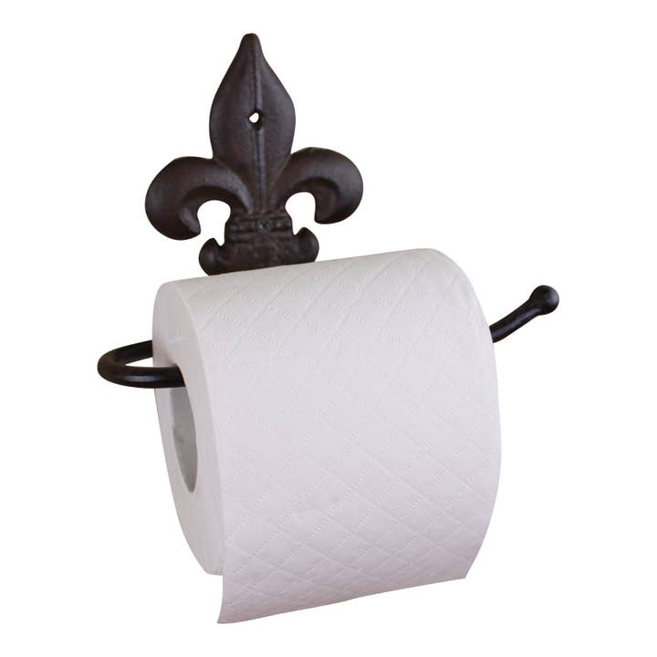 Geko Products - Wholesale Toilet Paper Holder - Cast Iron Rustic Toilet Roll Holder, Fleur de Lis
