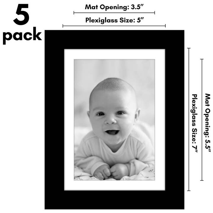 Americanflat - Wholesale Picture Frame - Americanflat 5 Pack Picture Frames With Mat Plexiglass Cover181