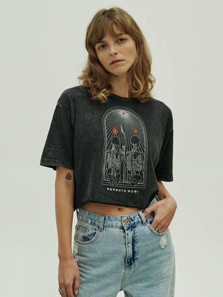 NEOCLASSICS - Wholesale Screen Printed T-Shirt - Women's - Memento Mori Crop T-Shirt3