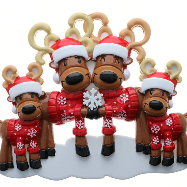 PolarX Ornaments - Wholesale Ornament - Festive Reindeer Family with Snowflake Personalized Ornament