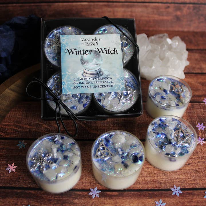 Moondust and Raven - Wholesale Tea light candles - Winter Witch Tealight Crystal Candles, Yule, Winter Solstice2
