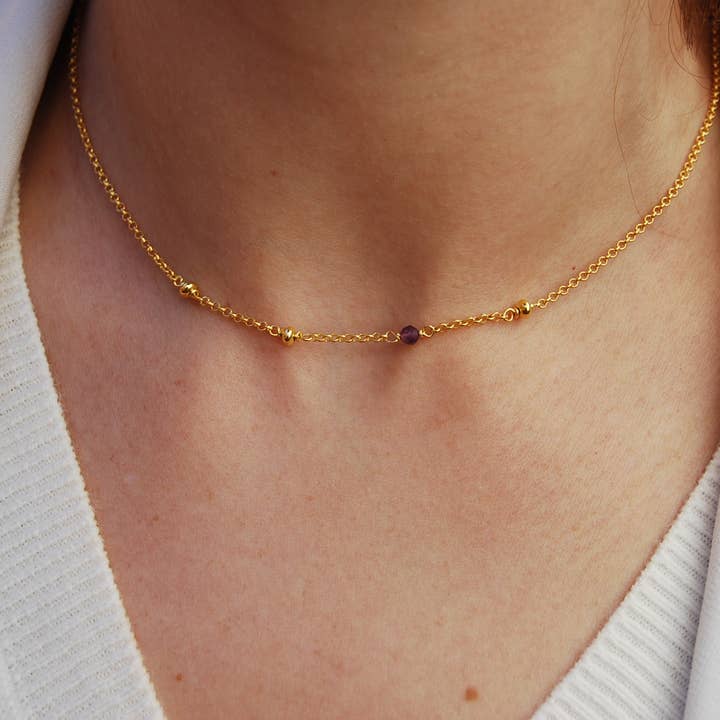 Sterling silver 925 halsband med ametist, ädelsten halsband för wholesale av Yneda Jewels